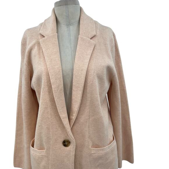 J. Crew Cecile Relaxed Sweater-Blazer Knit Merino Wool Pale Pink Size Small - Picture 4 of 10